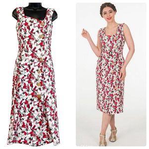 House Of Foxy 30s Riviera Collection Louisa Wrap Dress Linen Women's UK8 US4